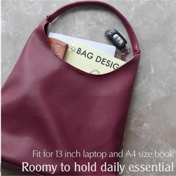 Hobo Bags Soft Vegan Leather Burgundy - Picture 5 of 7